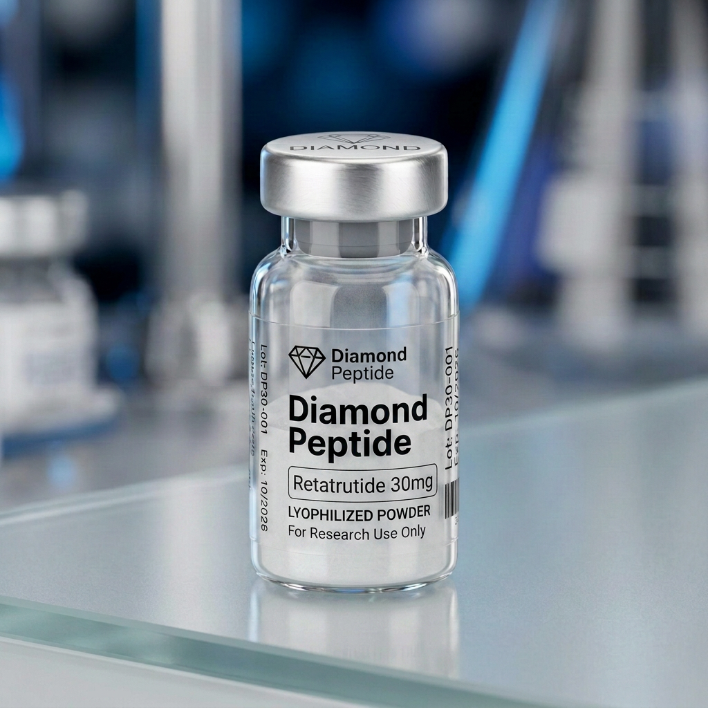 Vial labeled Diamond Peptide 30mg lyophilized powder for research use